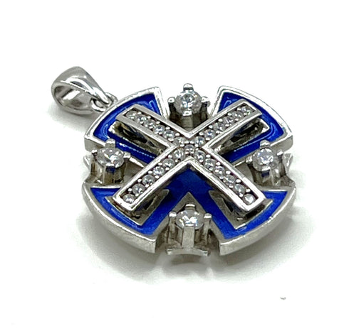 Sterling Silver Enamel Jerusalem Cross Pendant